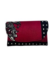 Small African Handmade Kitenge Clutch Red Hearts
