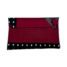 Small African Handmade Kitenge Clutch Red Hearts Back