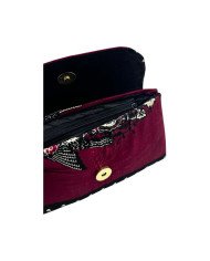 Small African Handmade Kitenge Clutch Red Hearts Open