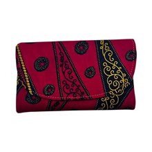 Small African Handmade Kitenge Clutch Red Filigree