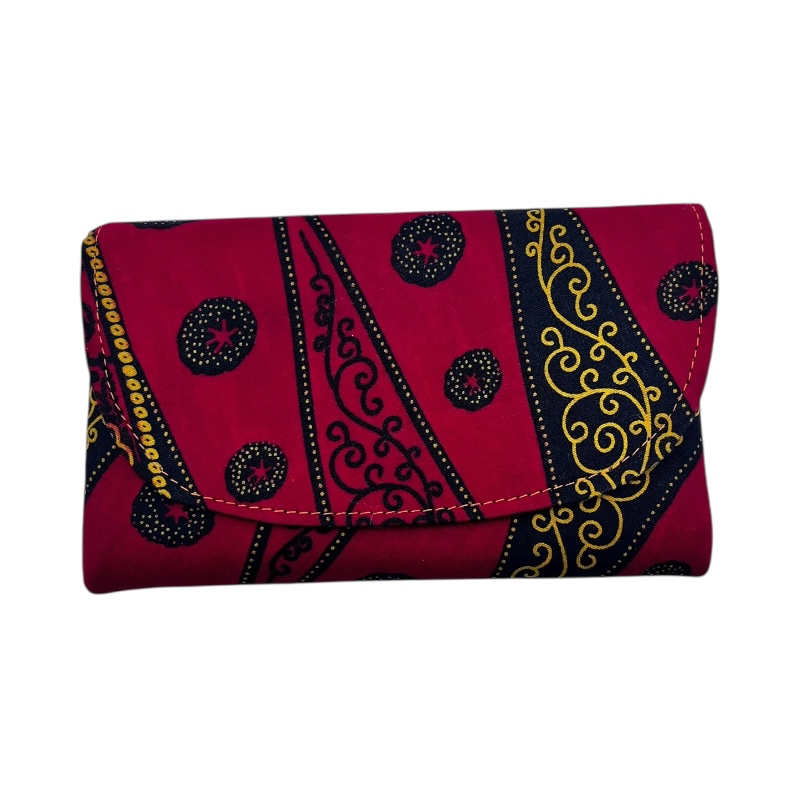 Small African Handmade Kitenge Clutch Red Filigree Small African Handmade Kitenge Clutch Red Filigree