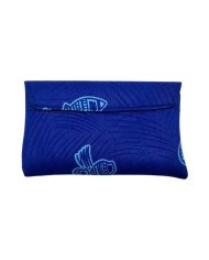 Small African Handmade Kitenge Clutch Blue Pot Back