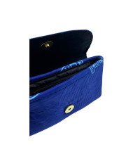 Small African Handmade Kitenge Clutch Blue Pot Open