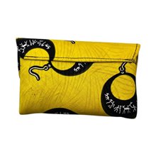 Small African Handmade Kitenge Fabric Clutch Yellow Earrings Back