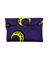 Small African Handmade Kitenge Fabric Clutch Purple Back