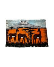 Mount Kilimanjaro Thomson's Gazelles African Batik Art