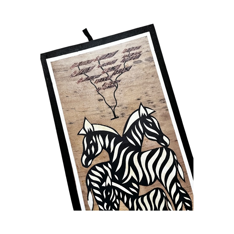 Zebras Banana Fiber Art