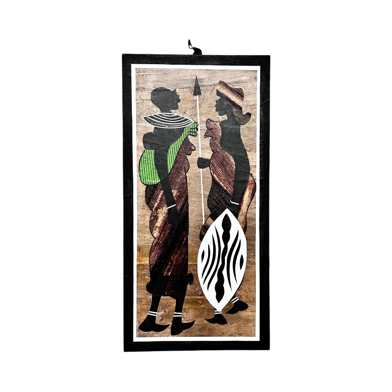 Maasai Couple Kitenge Banana Fiber Art