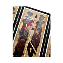 Maasai Couple Kitenge Banana Fiber Art Red