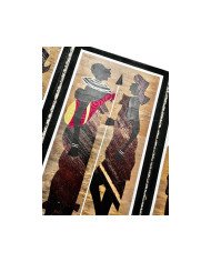 Maasai Couple Kitenge Banana Fiber Art Red