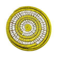 Yellow Woven Raffia Drink Coaster Set Angle