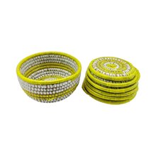 Woven Raffia Drink Coaster Set Basket