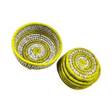 Woven Raffia Drink Coaster Set Angle
