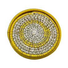 Yellow Woven Raffia Drink Coaster Set Top