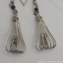 Silver Wire Maasai Bead Flower Petal Earrings