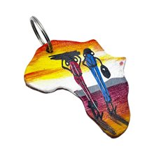 Africa Maasai Leather Keychain Angle