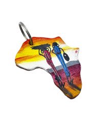 Africa Maasai Leather Keychain Angle