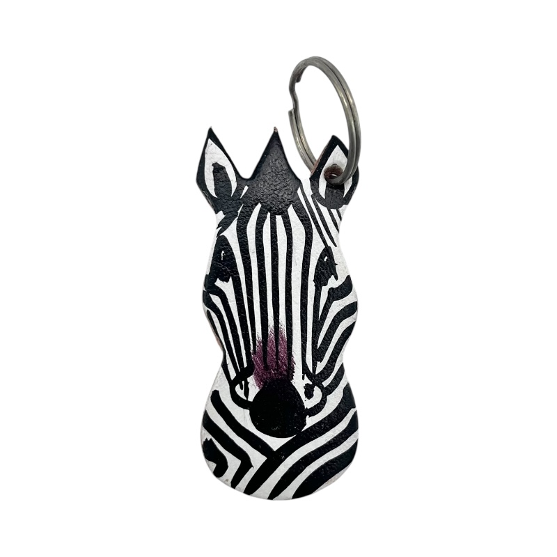 Zebra Leather Keychain