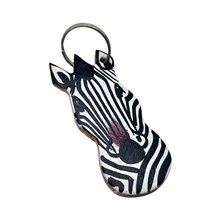 Zebra Leather Keychain Angle