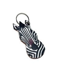 Zebra Leather Keychain Angle