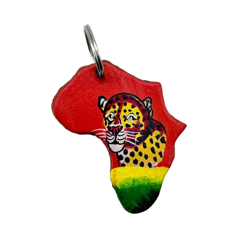Leather Africa Cheetah Keychain
