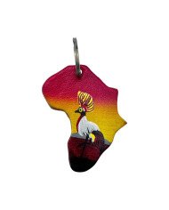 Leather Ugandan Crane Keychain