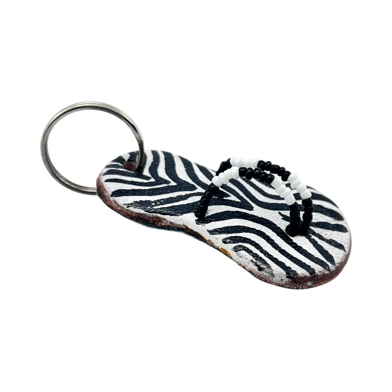 Leather Zebra Sandal Keychain