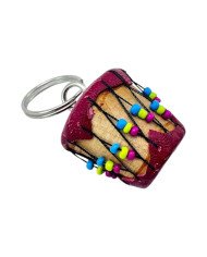 Red Leather Drum Keychain Angle