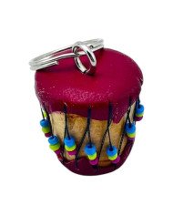 Red Leather Drum Keychain Top