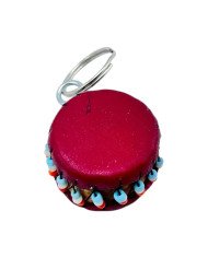 Leather African Drum Keychain Angle