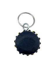 Leather African Drum Keychain Black