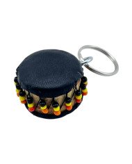 Leather African Drum Keychain Black Angle