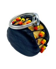 Leather African Drum Keychain Black Side