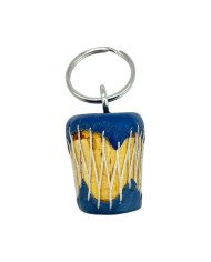 Blue African Leather Drum Keychain Side