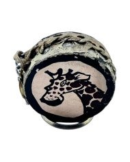 Giraffe Leather Drum Keychain Close