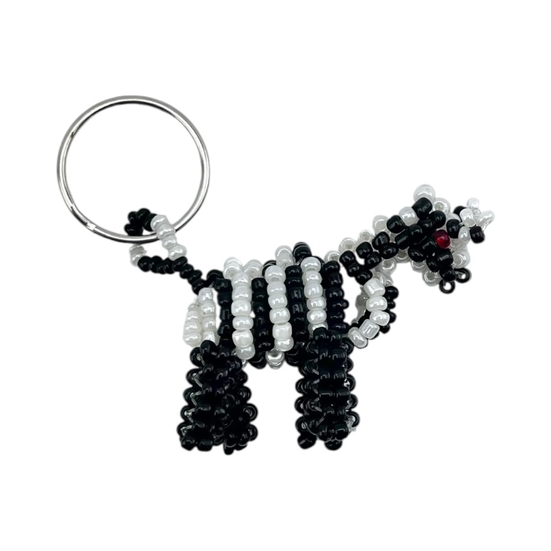 Maasai Beaded Zebra Keychain