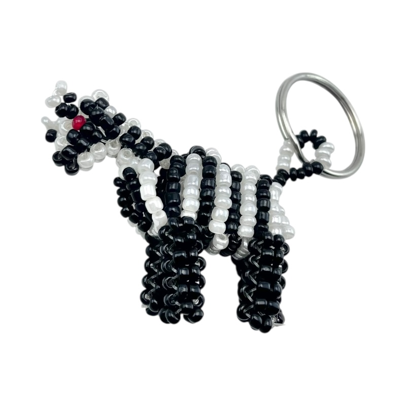 Maasai Beaded Zebra Keychain