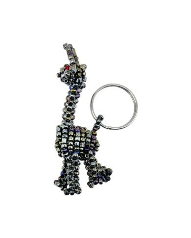 Iridescent Maasai Bead Giraffe Keychain
