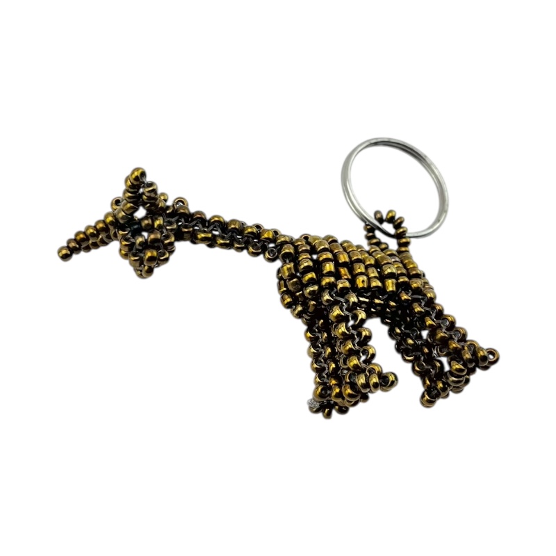 Gold Maasai Bead Giraffe Keychain