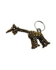 Gold Maasai Bead Giraffe Keychain Angle