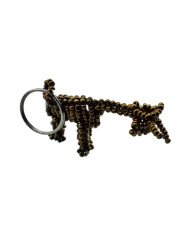 Gold Maasai Bead Giraffe Keychain Side