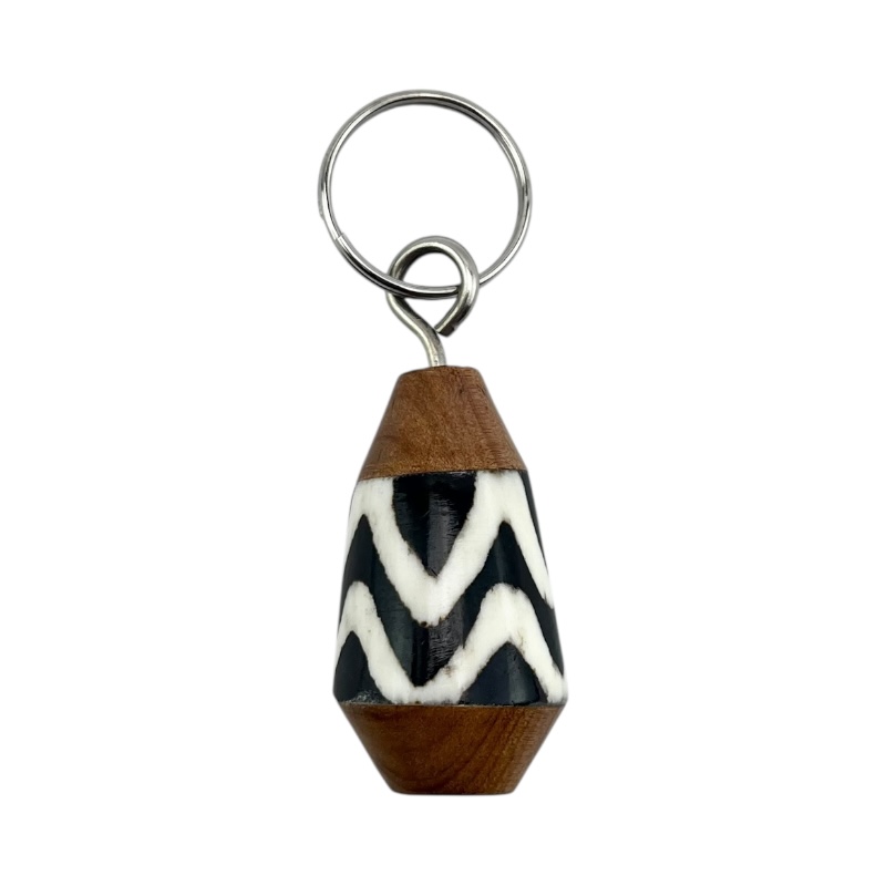 Mfalme Batik Bone Olive Wood Keychain