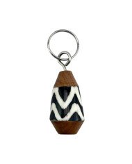 Mfalme Batik Bone Olive Wood Keychain