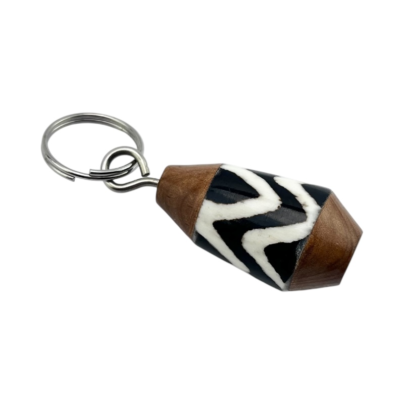 Mfalme Batik Bone Olive Wood Keychain