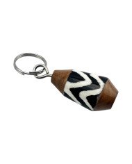 Mfalme Batik Bone Olive Wood Keychain Angle