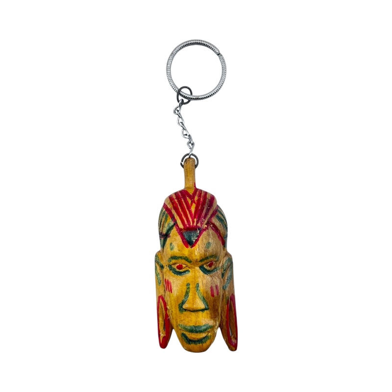 Wood Tribal Mask Keychain