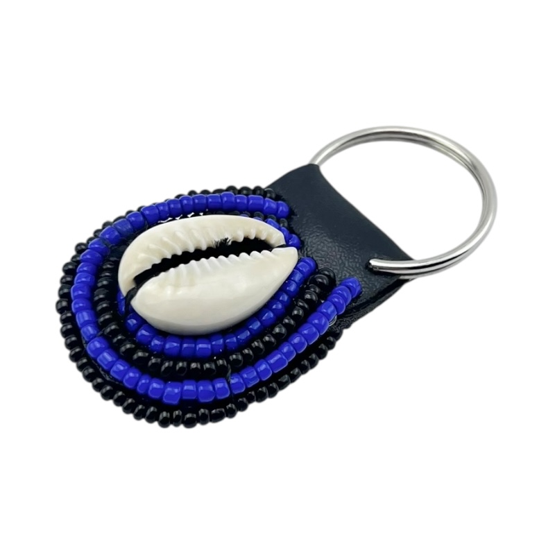 Maasai Bead Cowrie Shell Keychain