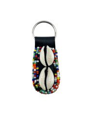 Maasai Bead Double Cowrie Keychain