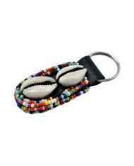 Maasai Bead Double Cowrie Keychain Angle