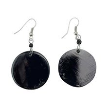 Black Round Cow Horn Earrings